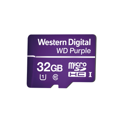 Memoria microSD de 32GB PURPLE, Especializada Para Videovigilancia, 10 VECES MAYOR DURACIÓN, 3 AÑOS DE GARANTIA