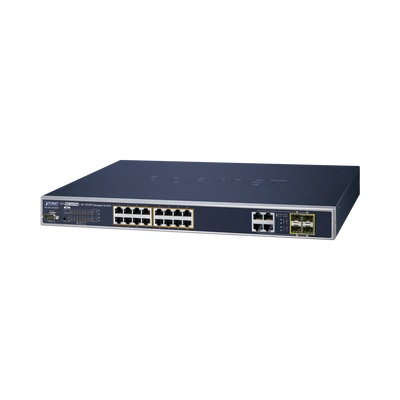 Switch Administrable 16 puertos 10/100/1000 802.3at PoE 230W y 4 puertos GigabitTP/SFP Combo