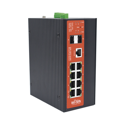Switch Industrial administrable con 2 puertos PoE bt y 6 puertos Gigabit Ethernet con PoE 802.3af/at y 24V Pasivo + 2 SFP Gigabit, 240 W