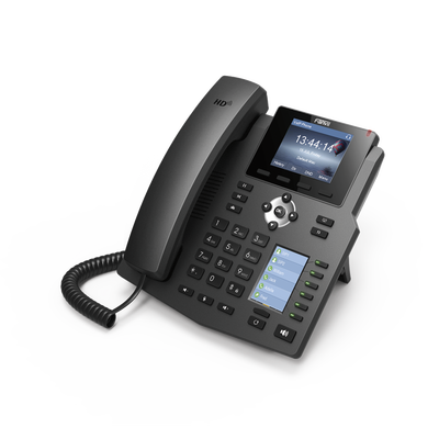 Teléfono IP empresarial para 4 Líneas SIP con 2 pantallas LCD, 6 teclas BLF/DSS, puertos Gigabit y conferencia de 3 vías, PoE