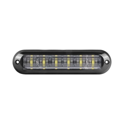 Luz Auxiliar Ultra Brillante IP67 de 6 LEDs, Color Ambar, con mica transparente y bisel negro