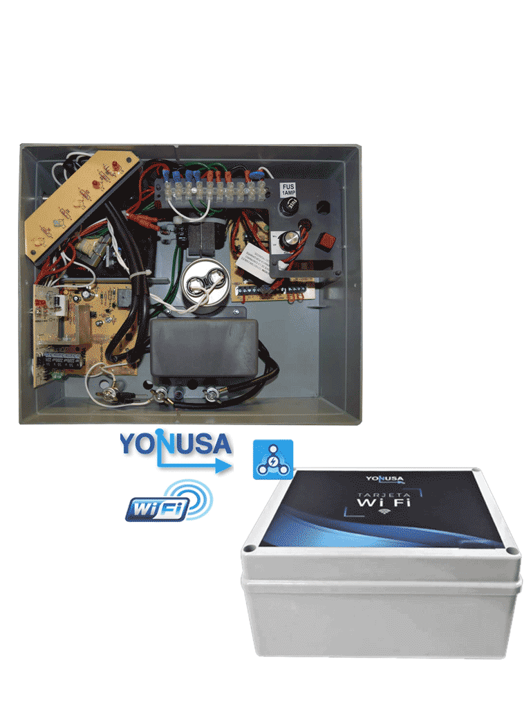 YONUSA EY10000127AFWIFI - Paquete de ENERGIZADOR de alta frecuencia ANTIPLANTAS de 10000V y modulo  WiFi para control desde APP