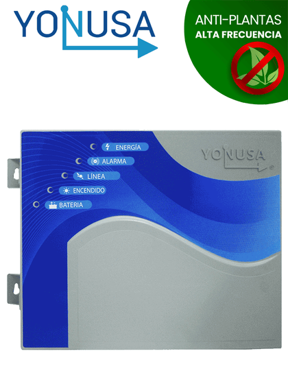 YONUSA EY10000127AF - Energizador alta frecuencia o anti plantas para cerco eléctrico, Incluye Interface con 2 zonas cableadas, salida de 10,000 V y hasta 10,000 metros lineales o 2,000 metros en 5 líneas,  Soporta módulo WiFi