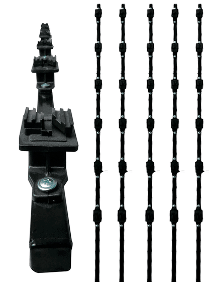 YONUSA K156L - Kit de 5 postes de perfil 3/4 en color negro de 1.2 mts de largo, con 6 aisladores de paso para 6 líneas con 15 cm de separación/ Listo para instalación en campo