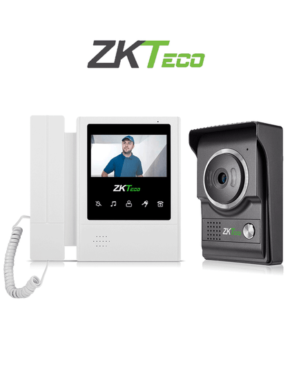 ZKTECO VDP04B4 Kit - Kit de Videoportero Analógico / Monitor de 4.3 Pulgadas / Frente de Calle con cámara de 1 MP / Ángulo de Visión 80° / Conexión hasta 4 monitores