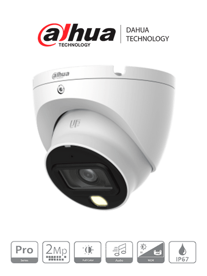 Dahua HAC-HDW2249TLM-A-LED - Cámara Domo de 2 megapíxeles/ lente 2.8mm/  Full Color/ HDCVI/ 1080p/ IR de 20m/ WDR 120dB/ Micrófono integrado/ CVI/CVBS/AHD/TVI/ IP67