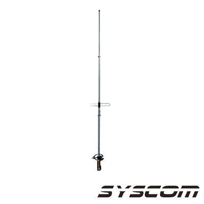 Antena base VHF, omnidireccional, rango de frecuencia 135 - 174 MHz
