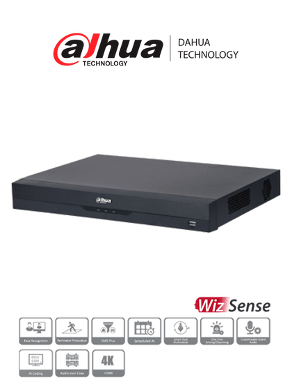 DAHUA XVR5216A-4KL-I3 - DVR de 16 Canales 4k/ WizSense/ H.265+/ 16 Canales HDCVI+16 IP/ Hasta 32 Ch IP/ 2 Ch de Reconocimiento Facial/ SDM Plus/ Protección Perimetral/ 2 SATA de hasta 10TB/ 16&3 E&S de Alarmas/ 4 Canales de Audio/ IoT/ POS/